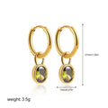 Women's copper oval zircon earrings in retro style, showing colour options including emerald and army green.