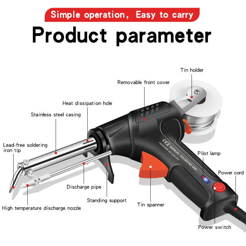 Black G102 soldering gun kit with integrated light and five-piece tool set
