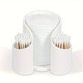 Modern plastic dental floss storage container in solid colours: pink, white, blue, black