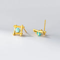 Geometric cross quadrangle stud earrings in 925 silver with silver or gold finish