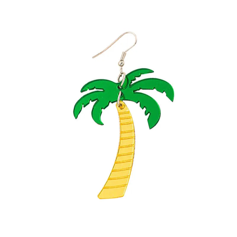 Acrylic jackfruit drop earrings with hook fastenings in summer colours
