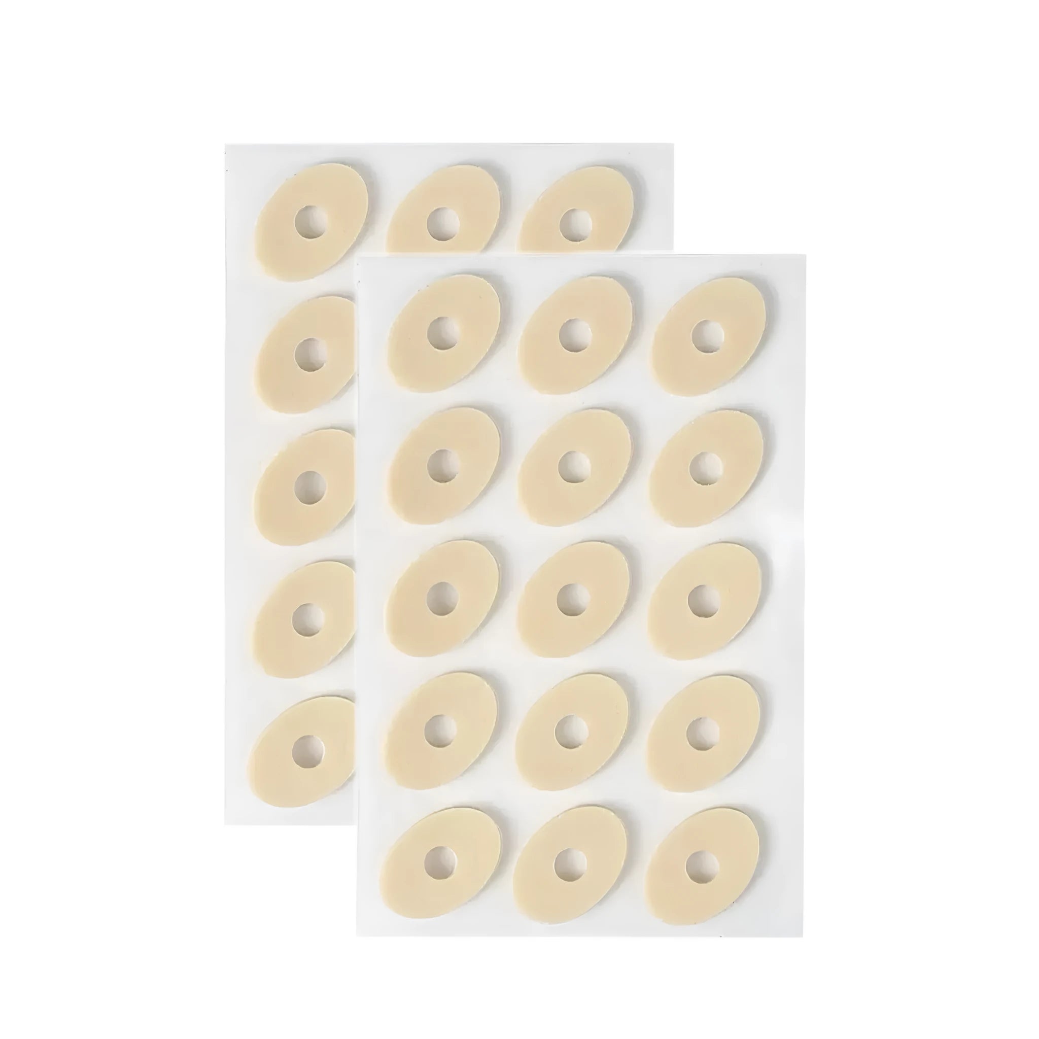 Set of women's heel grips showing four shapes: large oval, small oval, U-shaped, and circular section