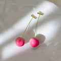 Acrylic peach fruit earrings with copper findings in small and large size options