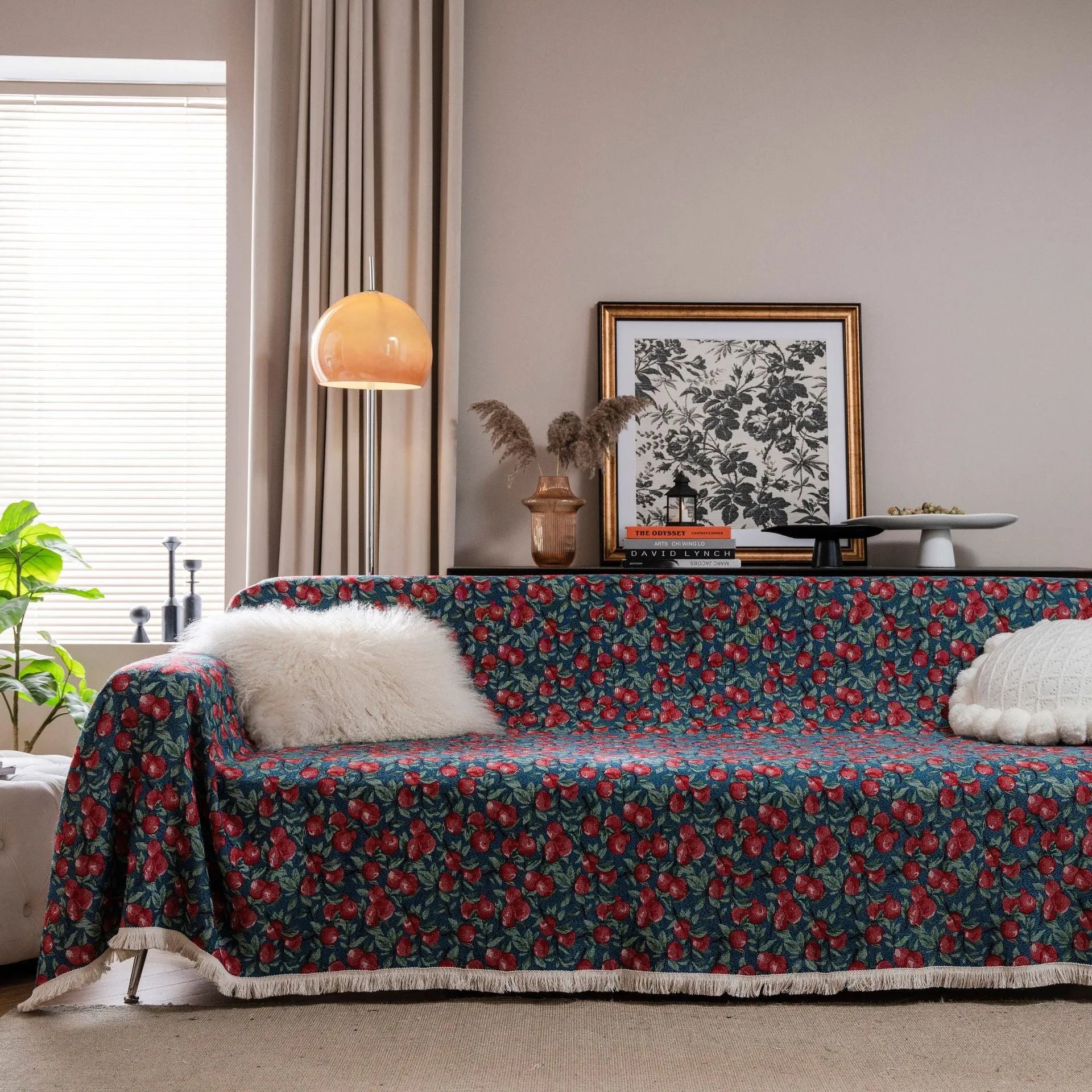 American country-style jacquard floral pattern sofa cover in thick retro fabric.