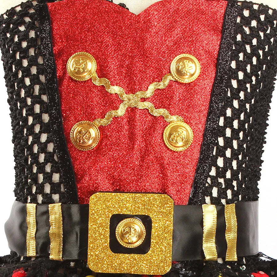Girls pirate costume dress with sequin details and lace trim for Halloween