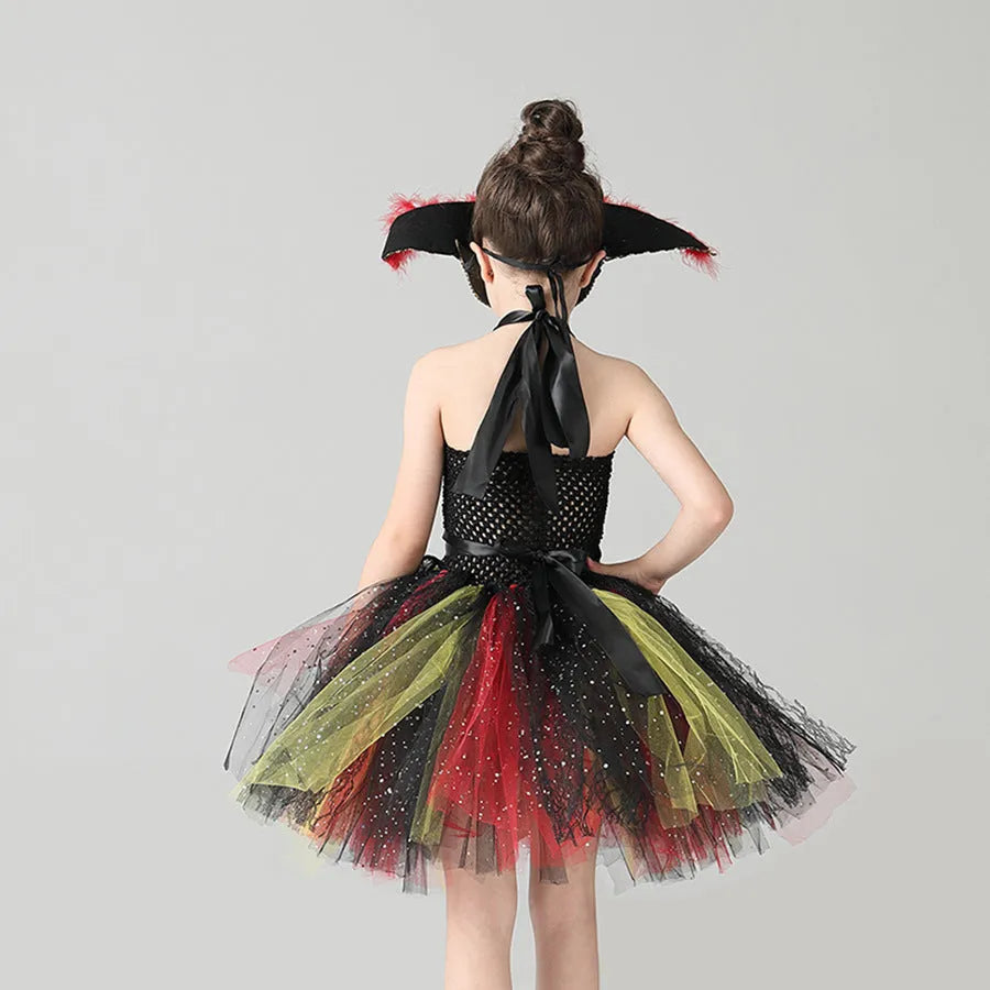 Girls pirate costume dress with sequin details and lace trim for Halloween