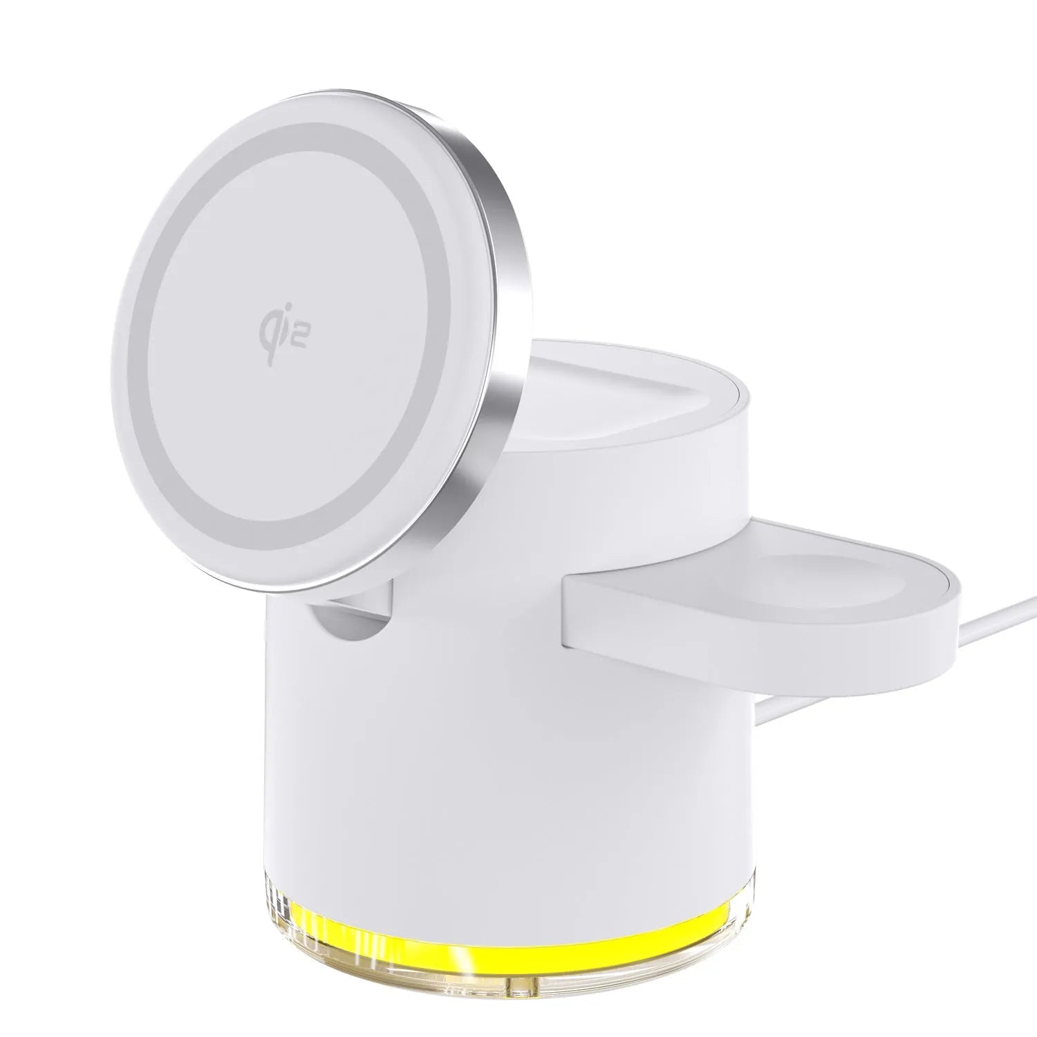 C16 magnetic three-in-one wireless folding charger in black or ivory white colour charging phone, watch and earphones
