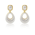 14K gold plated water drop Mabe pearl eardrops for women, gold colour, drop-shaped imitation pearl, fashion OL style