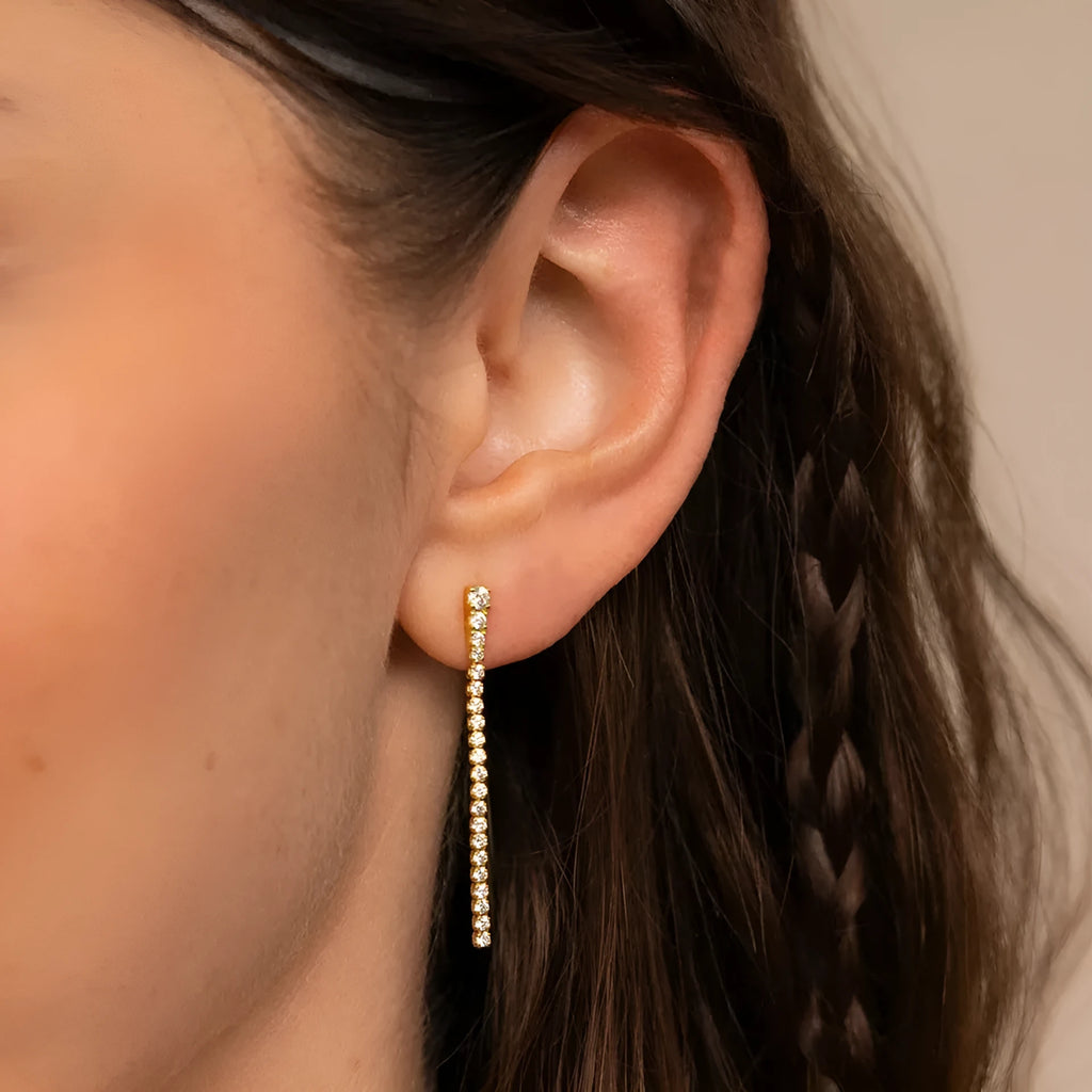 Geometric Chinese-style zircon earrings in gold and steel colour options