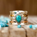 Retro three-colour green pine alloy ring in picture colour, available in sizes 6 to 10