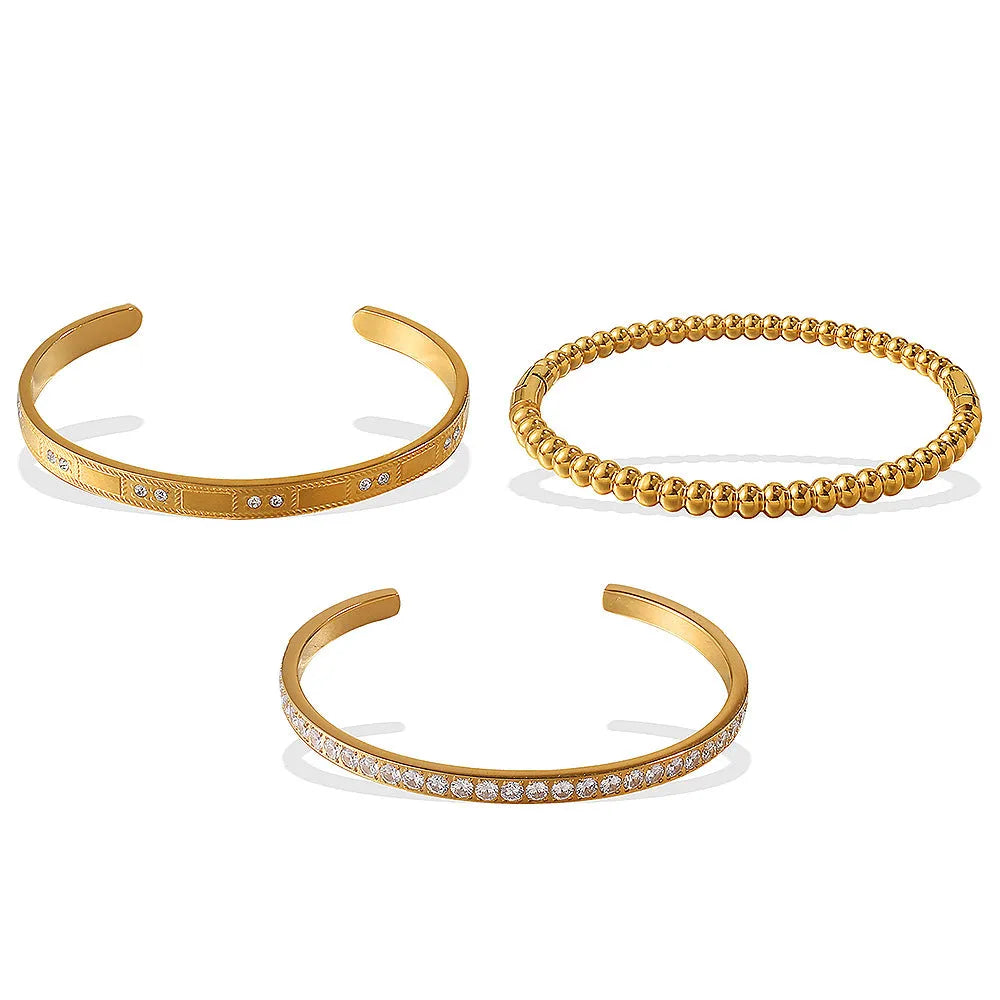 Gold buckle bracelet stainless steel open-end circle motif fashion OL