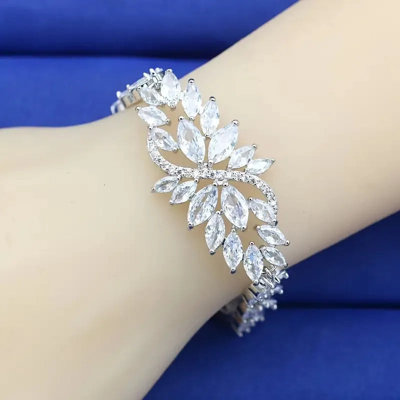 Heavy industry colour zircon fashion bracelet with real gold electroplating and micro inlaid stones on copper