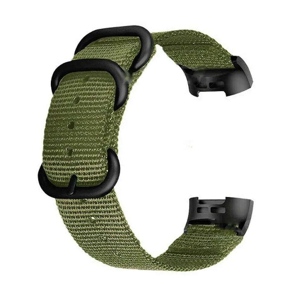 Nylon three-ring buckle replacement strap for Fitbit Charge smartwatches in multiple colour options