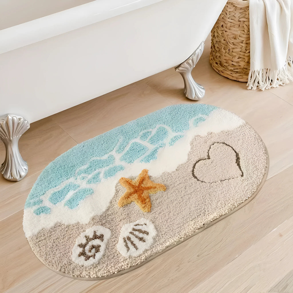 Rainbow pattern imitation cashmere carpet with plastic backing in sky and sea colours