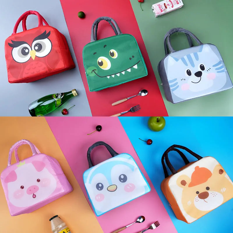 Cartoon insulated lunch box bag in orange bear design with aluminium foil insulation
