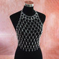 Transparent acrylic crystal sequins body chain hand-woven chest necklace