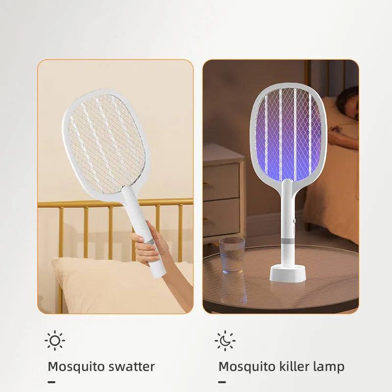 Rechargeable electric mosquito swatter with USB charging port for household insect control