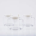 Transparent plastic drinking cup with spill-proof lid, 350ml capacity