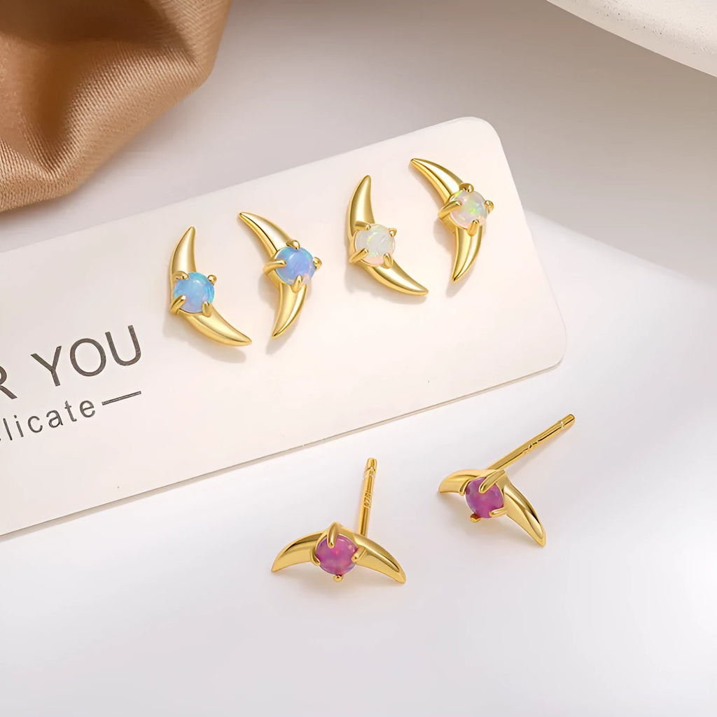 925 sterling silver geometric earrings with stone accents in gold or platinum colour finishes