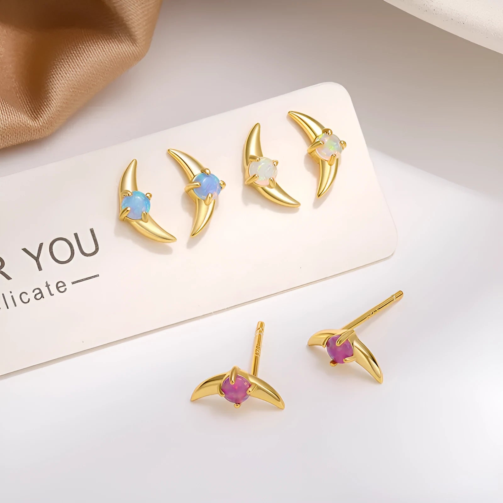 925 sterling silver geometric earrings with stone accents in gold or platinum colour finishes