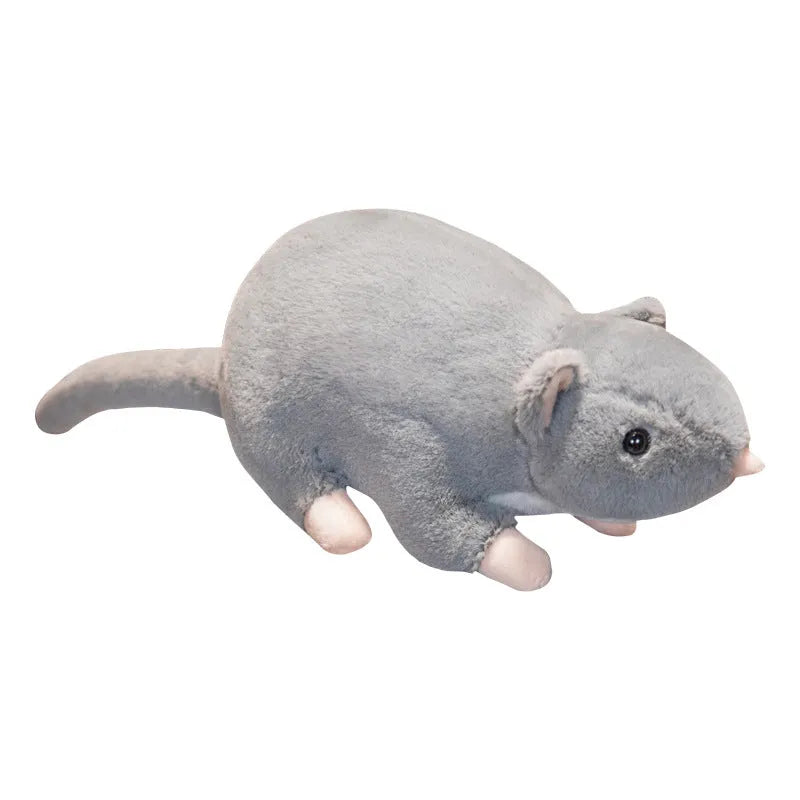 Cartoon style grey mouse plush doll stuffed toy in three sizes.
