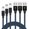 Braided nylon Micro USB fast charging cable for Android phones in black and white colour.