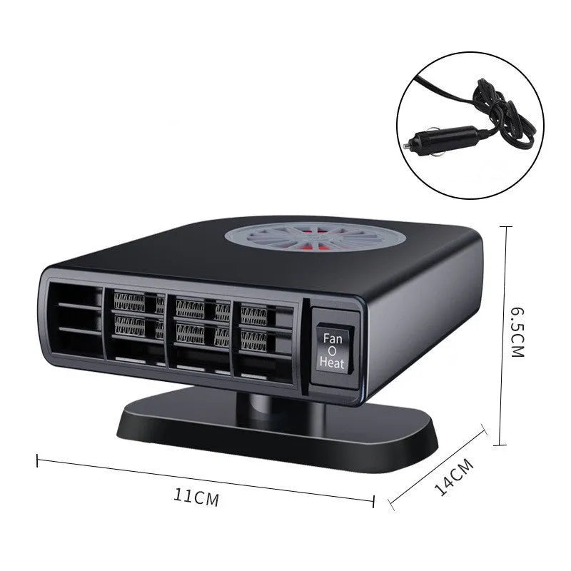 Black vehicle-mounted car heater with adjustable vents for defrosting and air purification