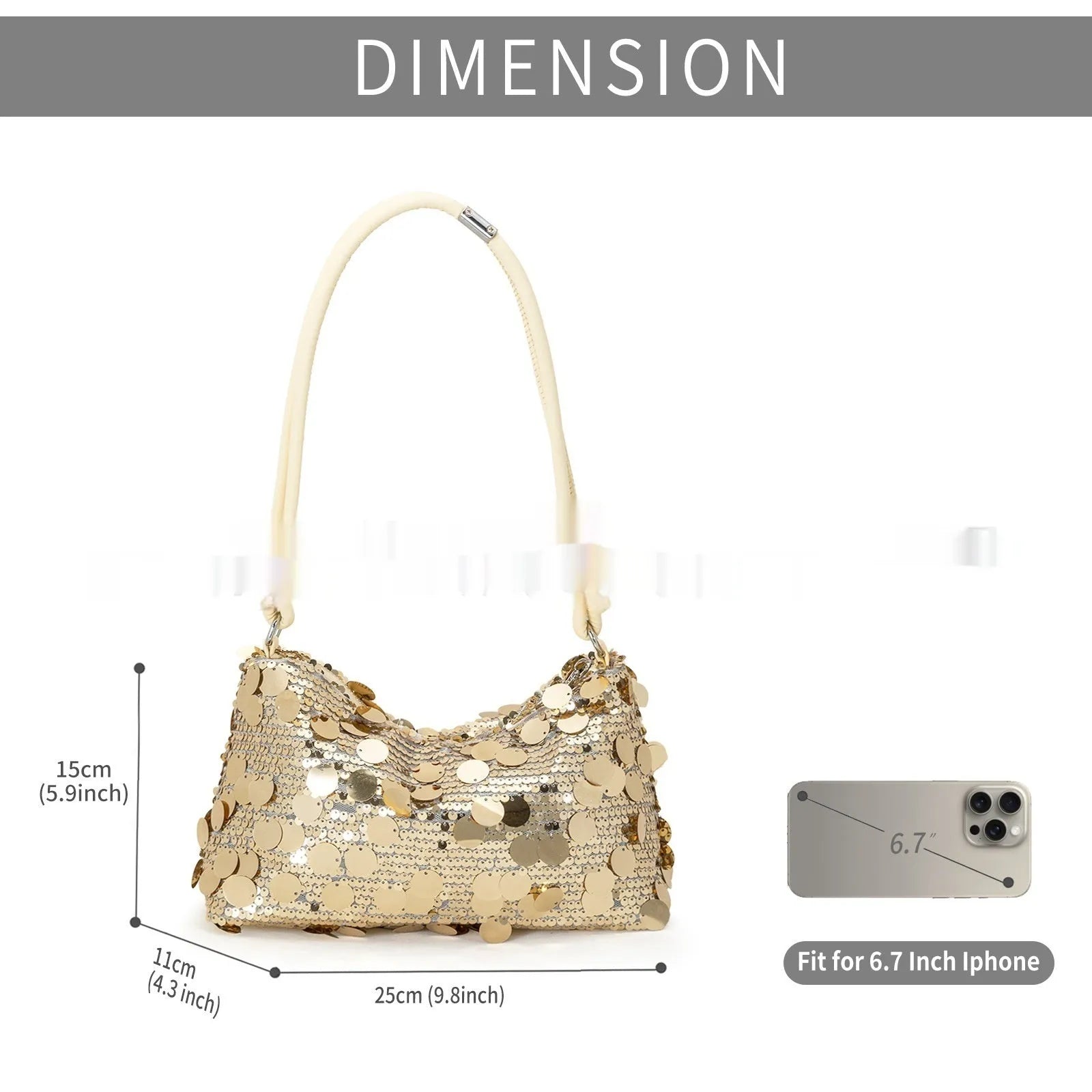 Soft polyester women's underarm crossbody bag in black with a single strap and front sandwich pocket.