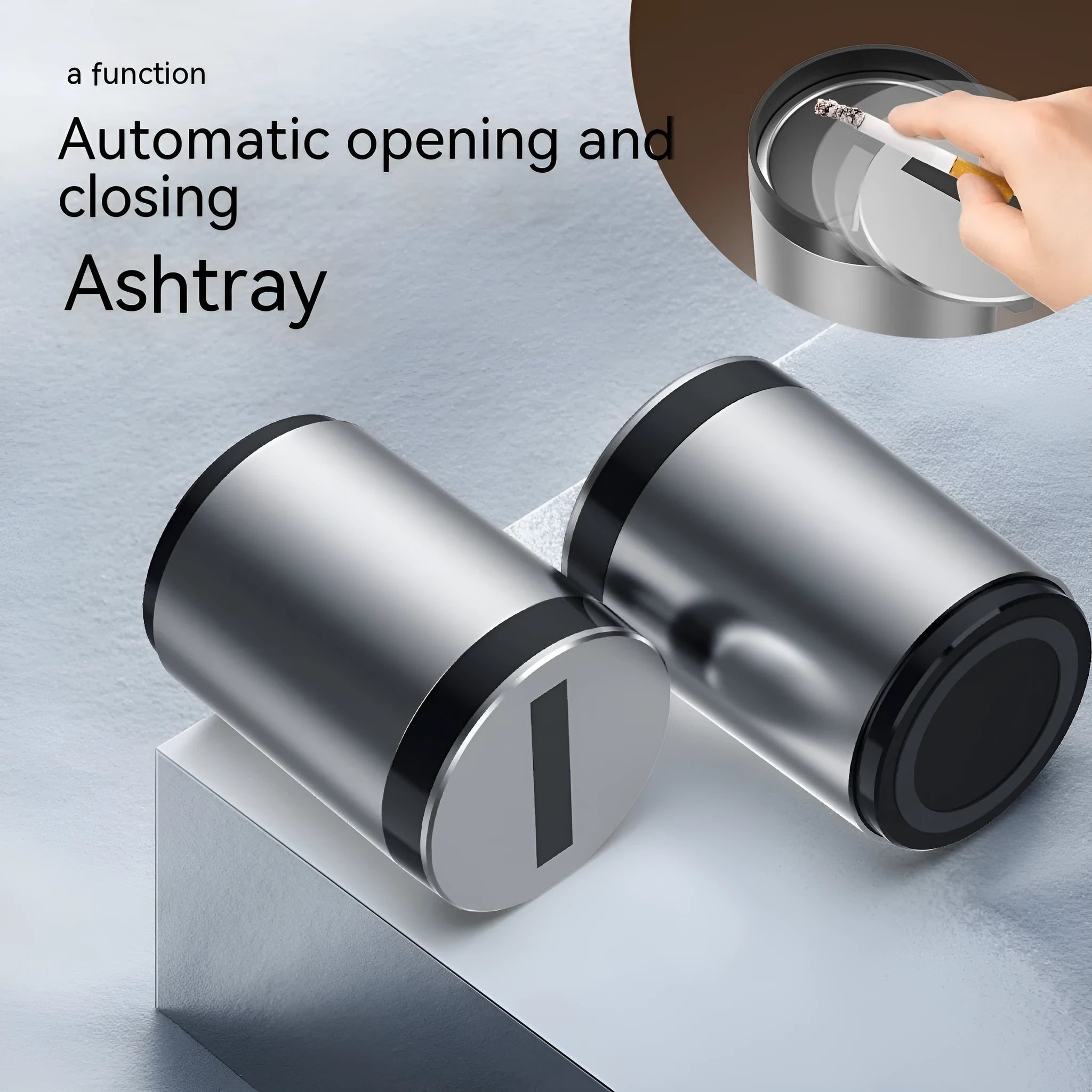 Aluminium alloy intelligent induction ashtray with automatic infrared opening for car and home use