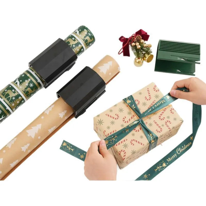 Creative plastic roll paper cutter in black for cutting wrapping paper and scroll packaging