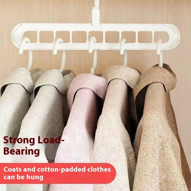 Multifunctional plastic hanger with nine holes for trousers in beige, blue, gray, green, pink colours
