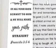 Stainless steel bookmark with Family Bible verse in CFS5170 steel colour.