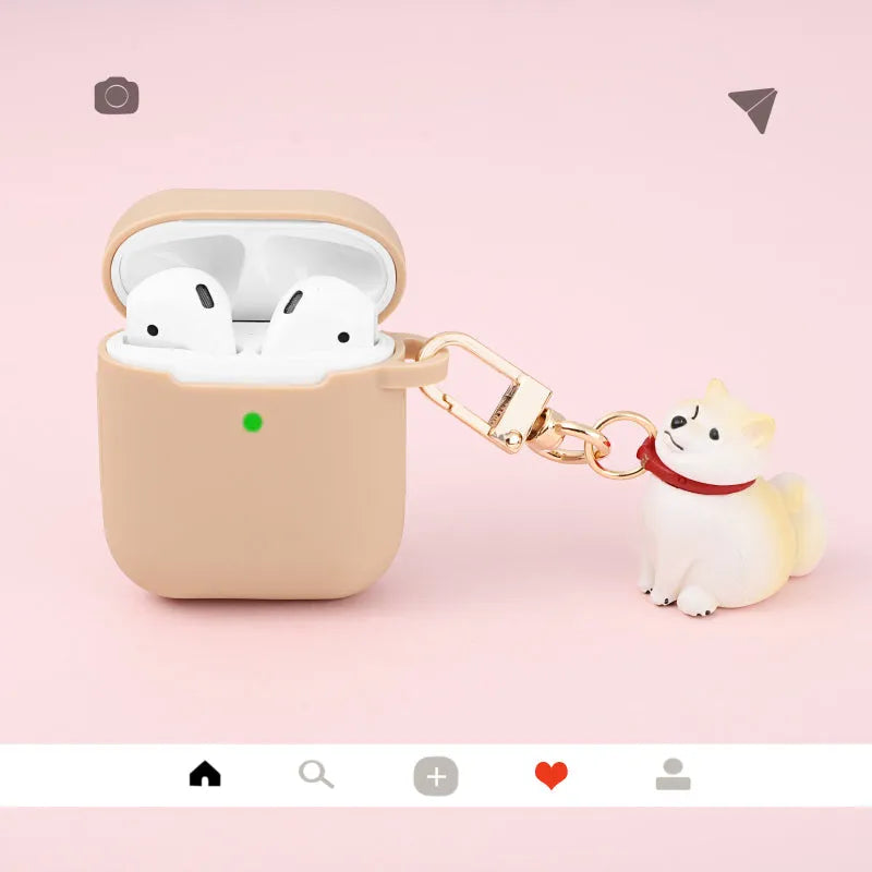 Shiba Inu dog refusal design soft silicone protective headphone case for AirPods with yellow pendant