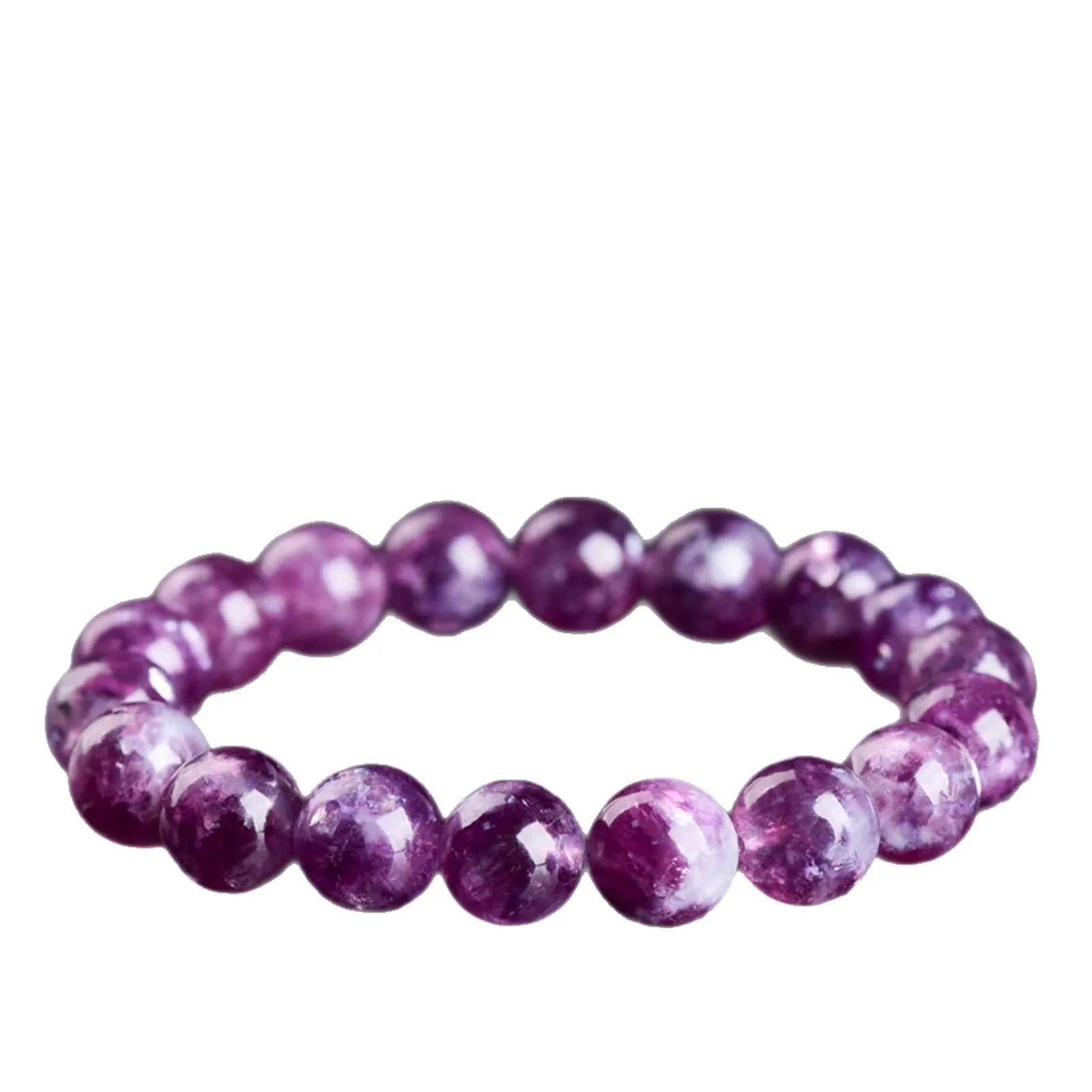 Purple polished crystal bracelet with geometric beads in Korean-style design