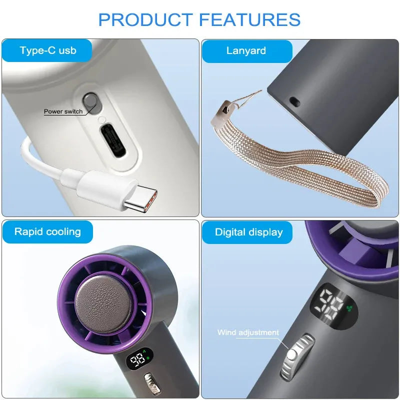 Portable handheld turbo fan with semiconductor refrigeration 3000mAh battery adjustable speed mini personal fan