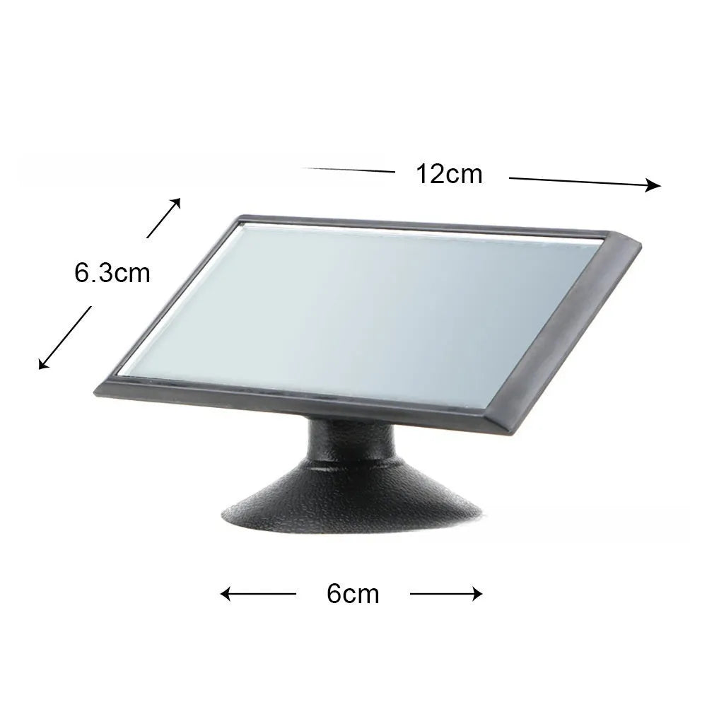360-degree rotation car rearview mirror with ABS glass and black ABS shell, universal fit sucker mount
