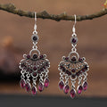 Smart water drop purple retro fringe earrings with crystal detailing and 20-24cm drop length