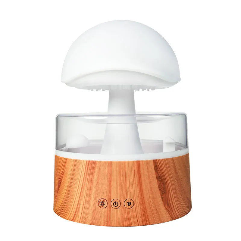 White cloud-shaped ultrasonic humidifier and aroma diffuser with rain simulation and night light