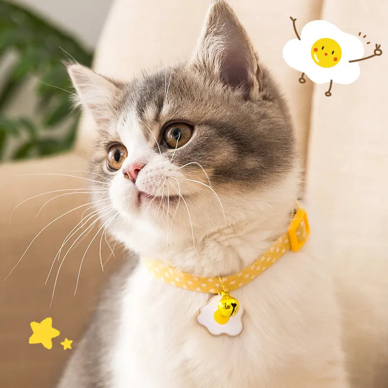 Green adjustable cat collar with bell pendant and bow tie decoration for small pets