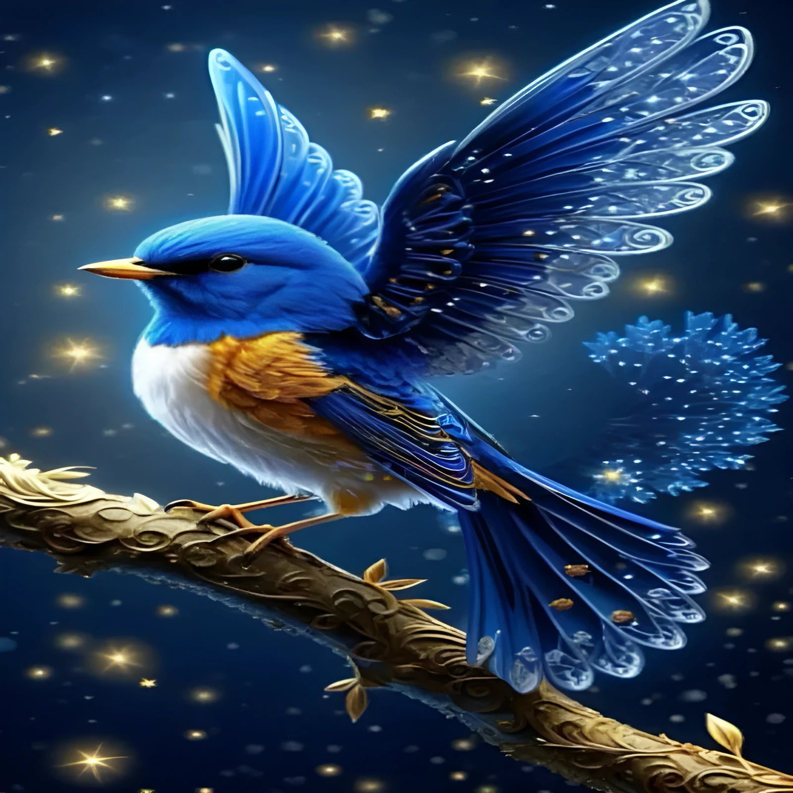 Blue bird diamond painting kit measuring 60x100cm with modern simplicity design