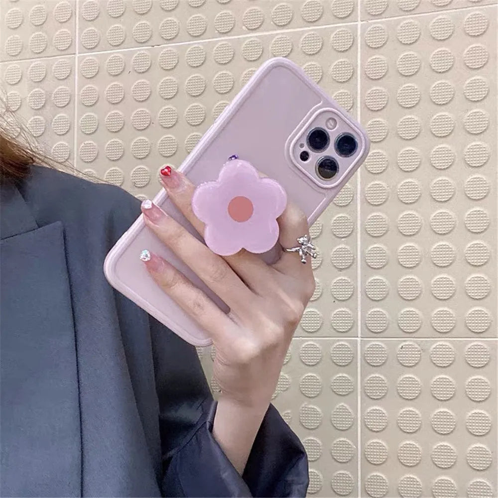 Cute pink flower phone case for iPhone showing floral print on a white background.