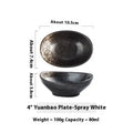 Japanese ceramic oval sauce dipping bowl with decorative pattern and underglaze finish