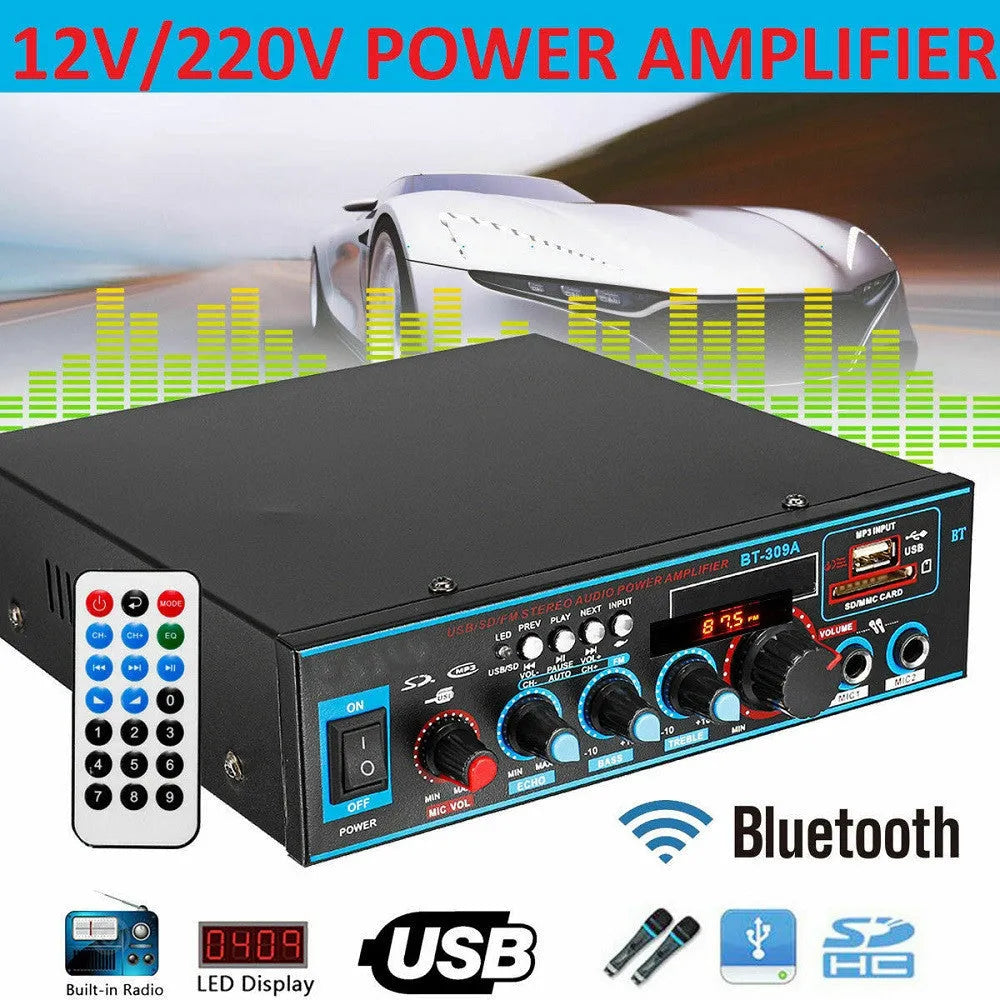 BT-309A-A black iron case Bluetooth recording amplifier with remote control