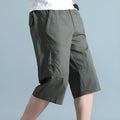 Men's cotton loose straight-leg sports pants in army green, cropped length, summer casual wear