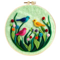 Round linen fabric embroidery kit 20x20cm with free frame flowers grass leaves three-dimensional blanket painting