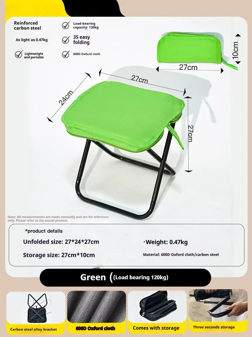 Oxford cloth foldable camp stool in pencil box design showing black colour option
