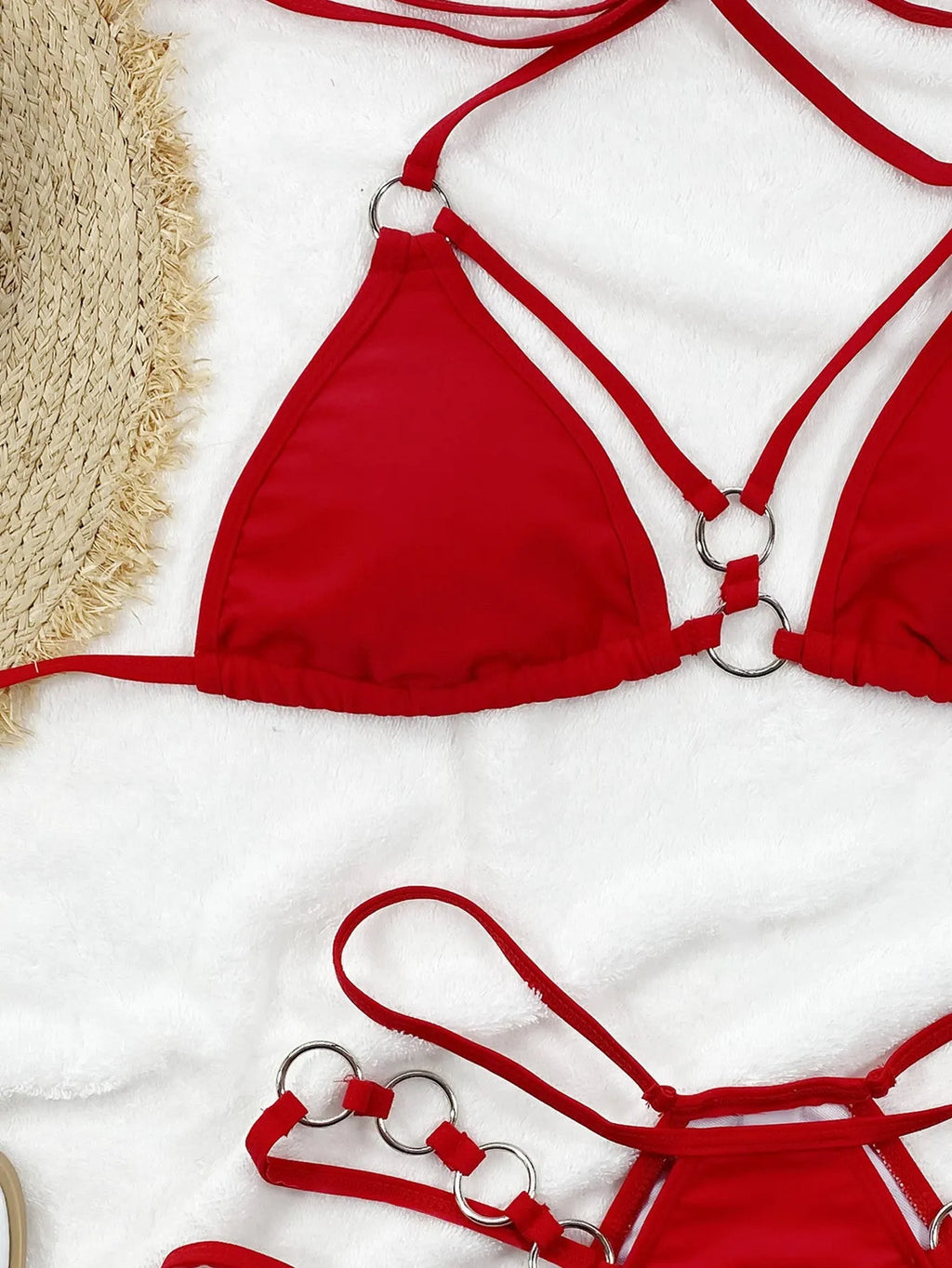 Women's separated two-piece nylon bikini swimwear in multiple colours