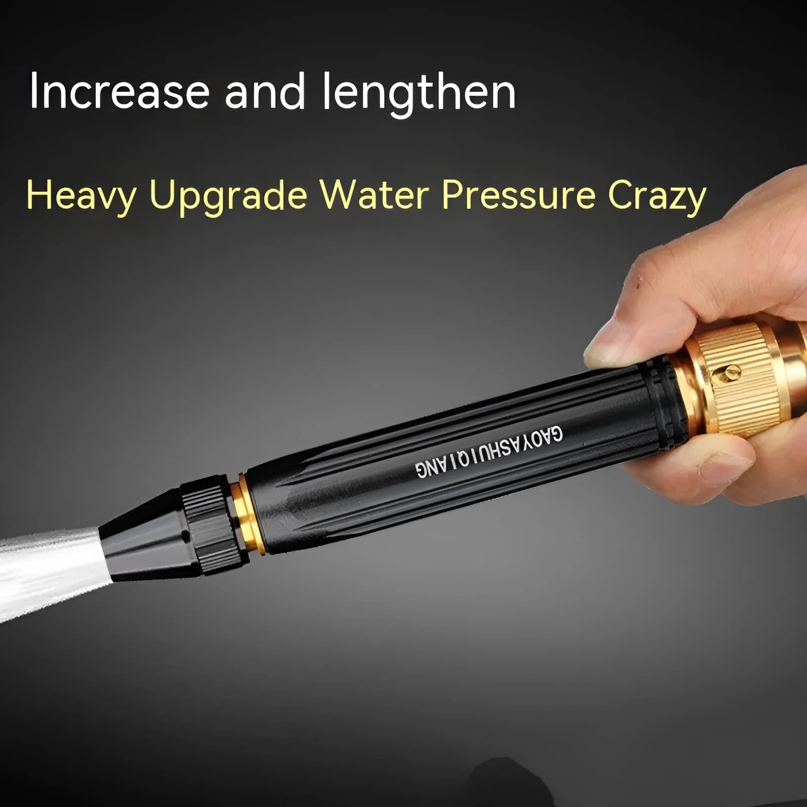 Black diamond finish car wash water gun with straight spray functionality for vehicle cleaning