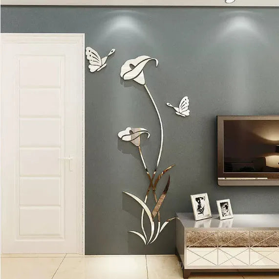 Transparent acrylic 3D wall sticker showing light-catching dimensional effect in pink colour option