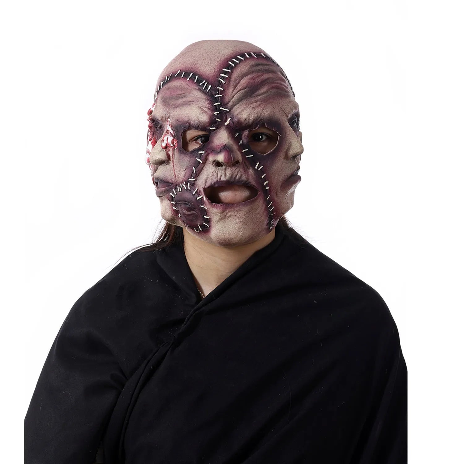 Halloween three-sided grimace horror mask made from natural latex with realistic finish